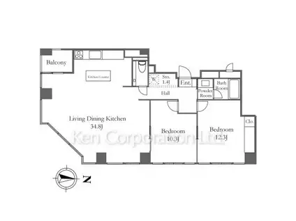 シーフォートタワー(2LDK/4階)の間取り写真