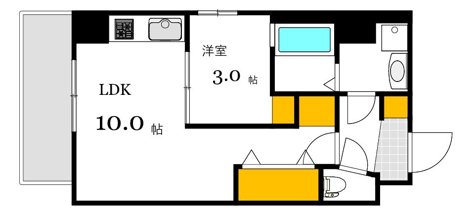 鶴見橋GRANDE(1LDK/3階)の間取り写真