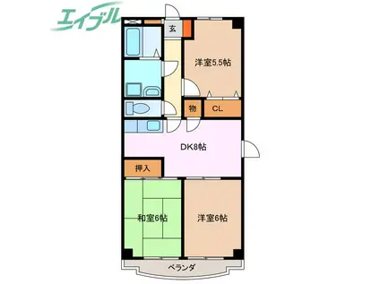 アールズコート・II(3LDK/2階)の間取り写真