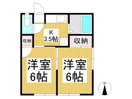 ラセーヌ村前 A棟(2K/1階)の間取り写真