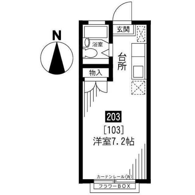 エステートピアU(ワンルーム/2階)の間取り写真