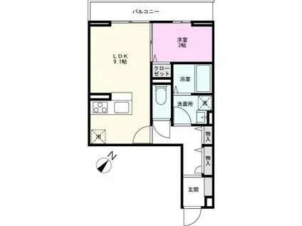ラポーム西川口(1LDK/2階)の間取り写真