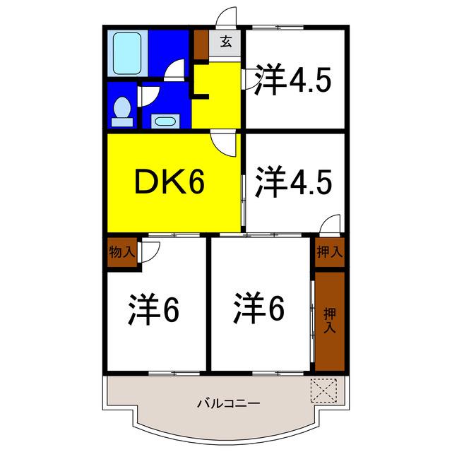 プリンスハイツ(4DK/3階)の間取り写真