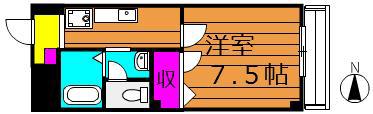 ビューハイツ吉備路(1K/1階)の間取り写真