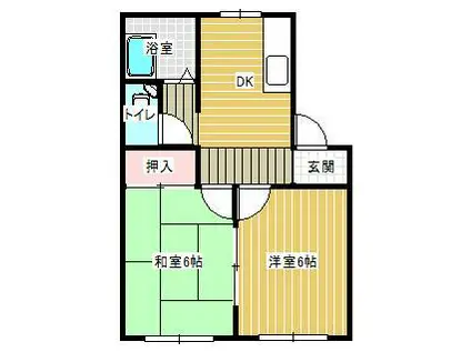 コーポ旭ヶ丘(2K/2階)の間取り写真