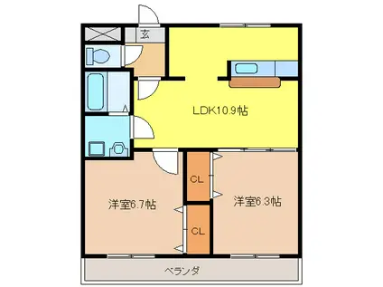 SYMPHONY(2LDK/1階)の間取り写真