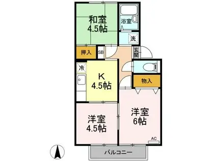 ファミールハイツ I(3K/2階)の間取り写真
