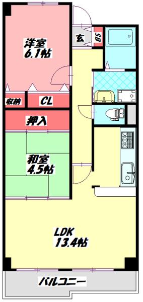 さくら館(2LDK/1階)の間取り写真