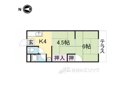 ユニメント(2K/2階)の間取り写真