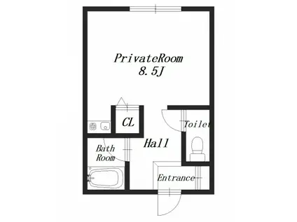 メープルハウス(ワンルーム/2階)の間取り写真