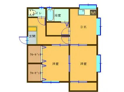 ハイムユリ(2DK/1階)の間取り写真