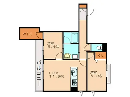 SHAMAISON COURAGEVI(2LDK/2階)の間取り写真