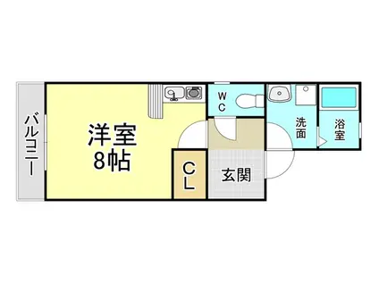 AC守恒(ワンルーム/1階)の間取り写真