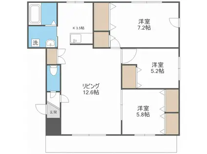 ヴィラ・ドゥ アカシヤ B(3LDK/4階)の間取り写真
