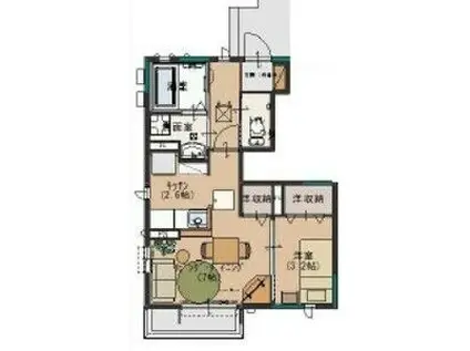 クレセール(1DK/1階)の間取り写真