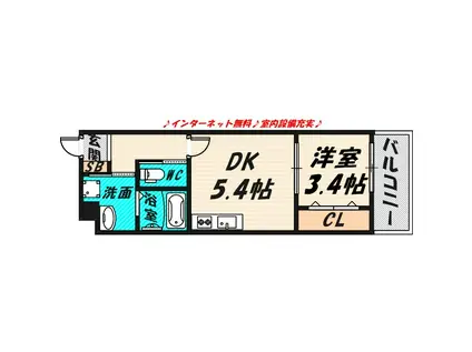 フェブライオ都島(1DK/5階)の間取り写真