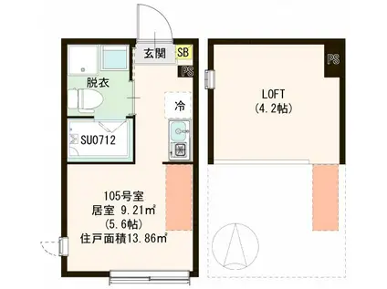 エルピス鷺ノ宮(ワンルーム/1階)の間取り写真
