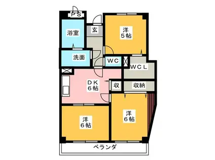 クリスタルガーデンII(3DK/3階)の間取り写真