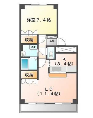 ステイタカダ(1LDK/1階)の間取り写真