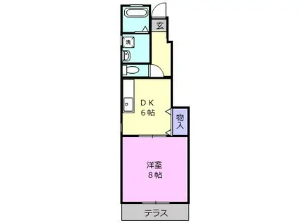 れじでんす なぎさ通2号館(1DK/1階)の間取り写真