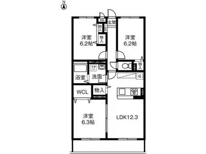 プライベート・フォレスト(3LDK/1階)の間取り写真