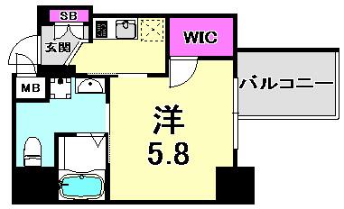 ララプレイス三宮ルミナージュ(1K/12階)の間取り写真