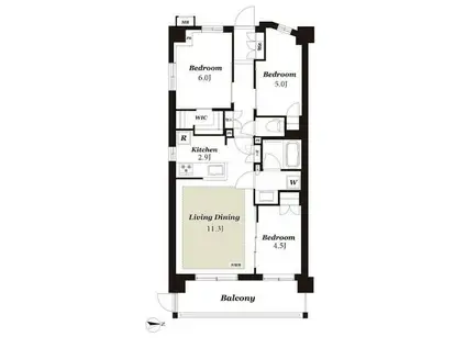 クレストフォルム湘南鵠沼(3LDK/1階)の間取り写真