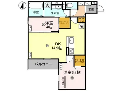 CASA MUKAINO(2LDK/3階)の間取り写真