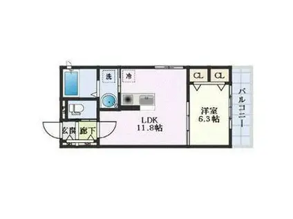 FIORE(1LDK/1階)の間取り写真