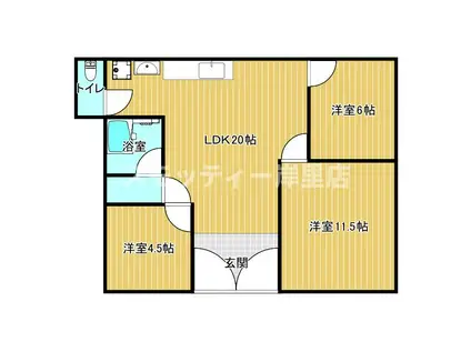 トーカイプラザ1号館(3LDK/1階)の間取り写真