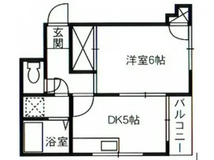 フラット光町(1DK/2階)の間取り写真