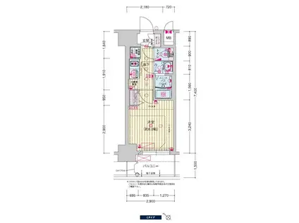 プレサンス神戸水木通ルミエス(1K/3階)の間取り写真