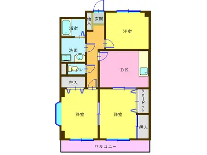 シークエスト鳥越(3DK/3階)の間取り写真