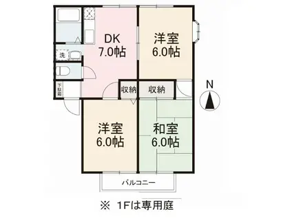 グリーンヒルズ玉藻II(3DK/1階)の間取り写真