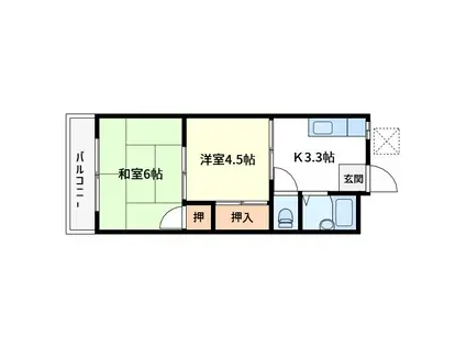 クリスティーハウス(2K/1階)の間取り写真