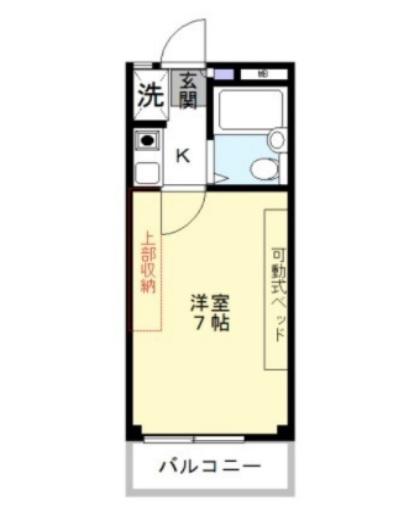 ヒルトップ花咲(1K/1階)の間取り写真