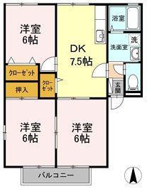 サンヴェール A棟(3DK/2階)の間取り写真