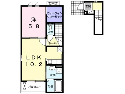 ビサイド・アヴェニュー(1LDK/2階)の間取り写真