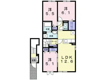カルム栗山(3LDK/2階)の間取り写真