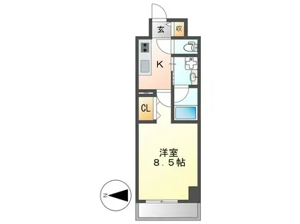 リシュドール名駅南(1K/15階)の間取り写真