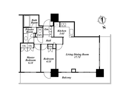 リエトコートアルクスタワー(2LDK/10階)の間取り写真
