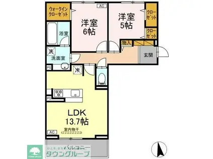 フリージア II(2LDK/3階)の間取り写真