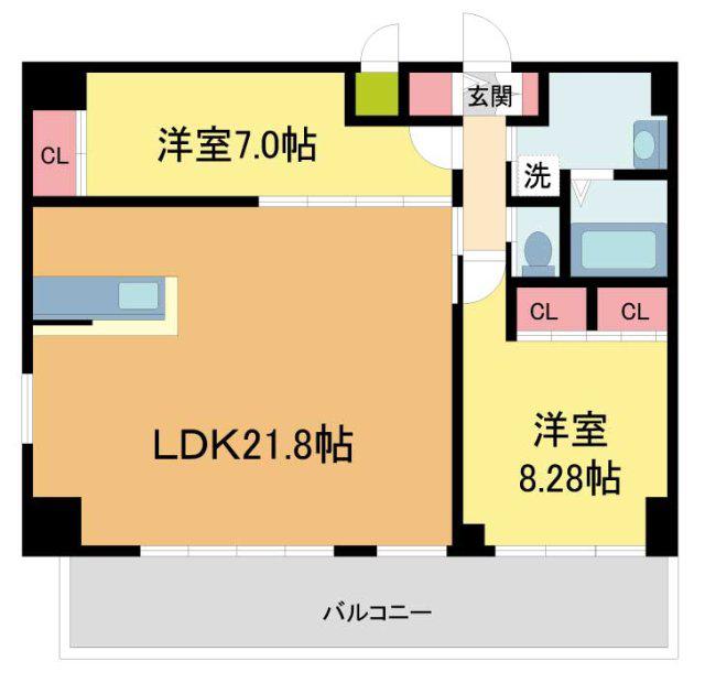 プレジオ西宮北口(2LDK/6階)の間取り写真