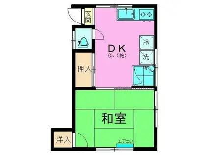 小堀荘(1DK/2階)の間取り写真