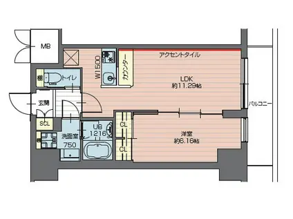 プレジオ西新井(1LDK/14階)の間取り写真