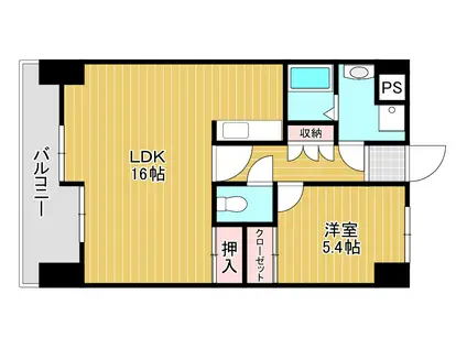 ヴァルト片野駅前(1DK/3階)の間取り写真