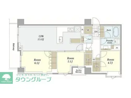 ブリリア中目黒青葉台(3LDK/5階)の間取り写真