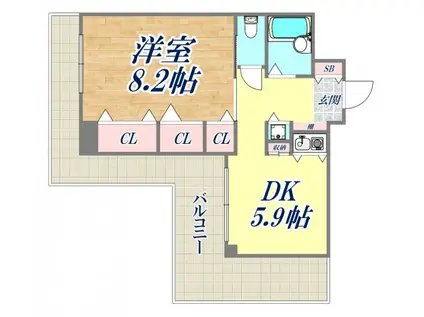 ブルームライフ兵庫(1DK/7階)の間取り写真