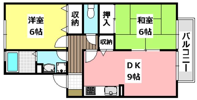 ドミールシャルマン(2DK/2階)の間取り写真