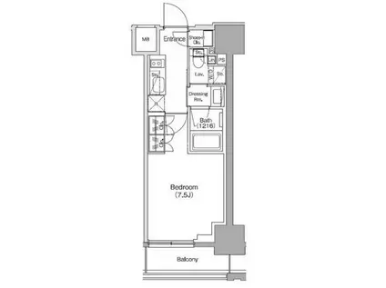 ザ・パークハビオ新御徒町(1K/9階)の間取り写真